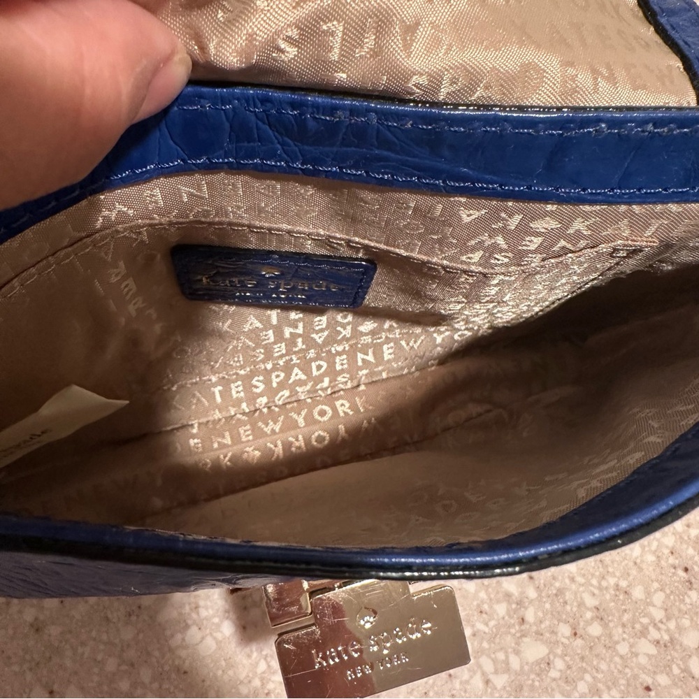 Kate Spade New York Rialto Place Sally Crossbody Bag Blue Crocodile Embossed GUC - Picture 11 of 16